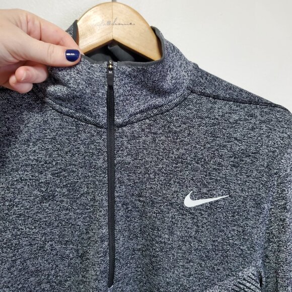 NIKE GOLF Dri-Fit Half Zip Top Shirt Long Sleeve Seamless Grey Blk Men's Medium - Picture 3 of 14